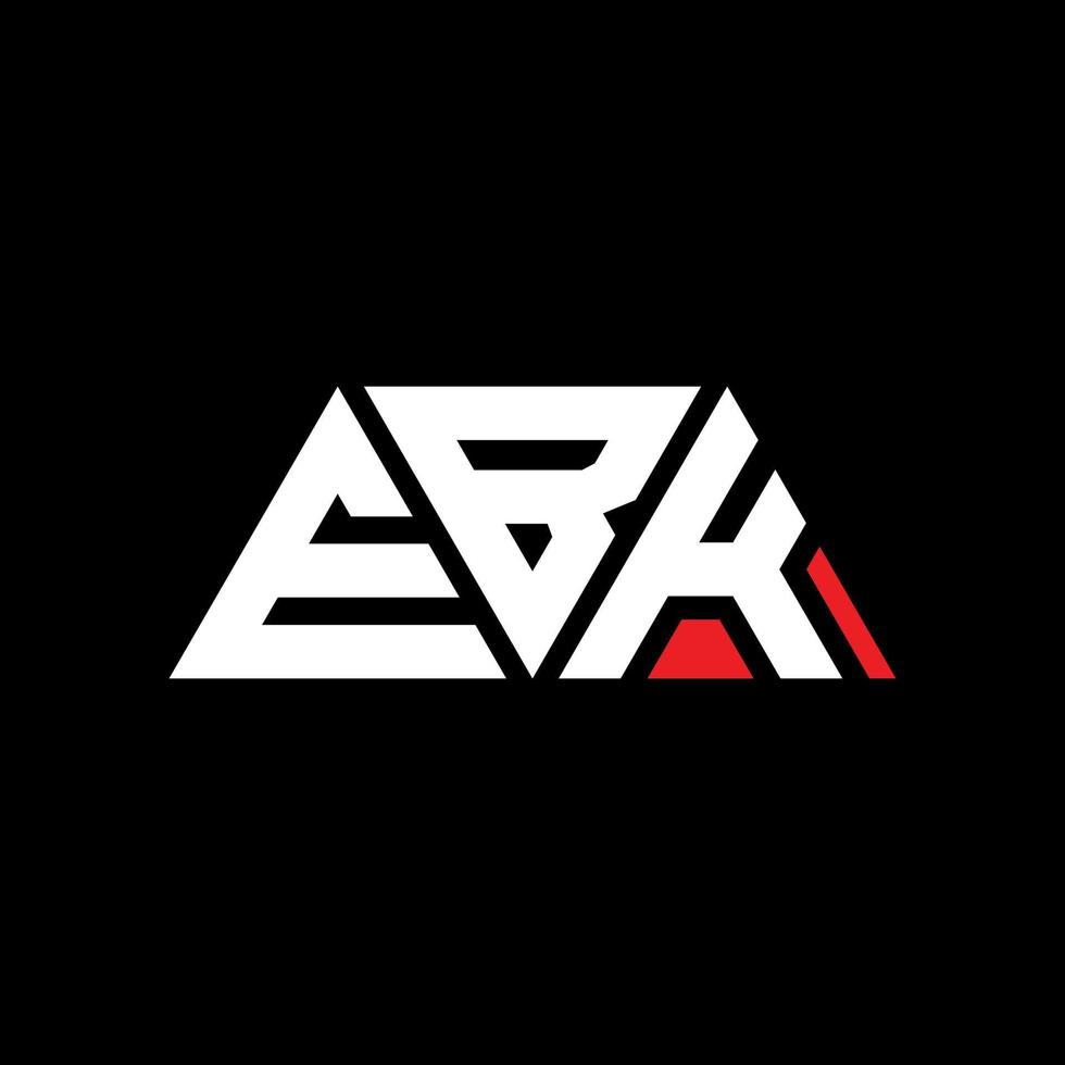 ebk-Dreieck-Buchstaben-Logo-Design mit Dreiecksform. Ebk-Dreieck-Logo-Design-Monogramm. ebk-Dreieck-Vektor-Logo-Vorlage mit roter Farbe. ebk dreieckiges Logo einfaches, elegantes und luxuriöses Logo. ebk vektor