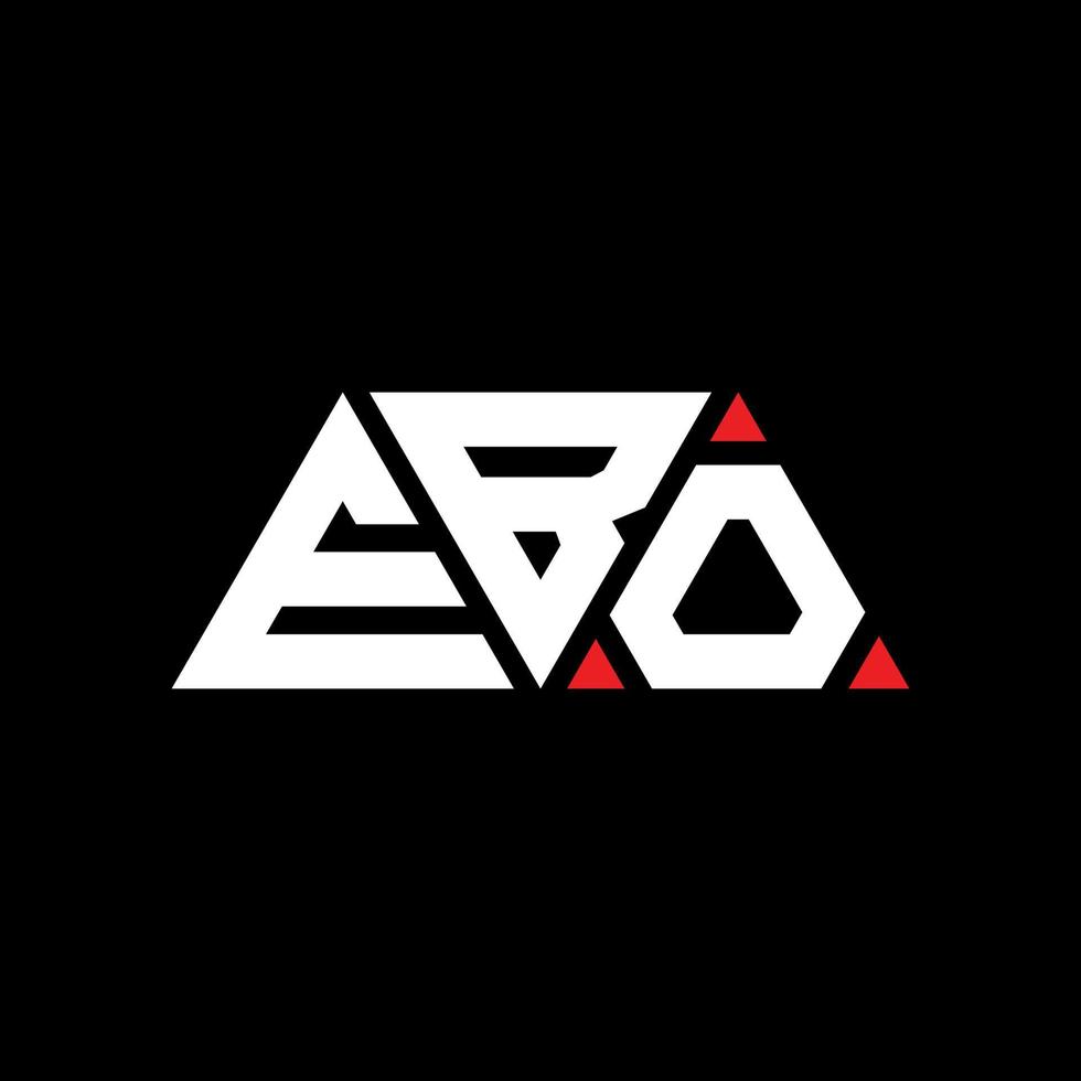 ebo triangel bokstavslogotyp design med triangelform. ebo triangel logotyp design monogram. ebo triangel vektor logotyp mall med röd färg. ebo triangulär logotyp enkel, elegant och lyxig logotyp. ebo