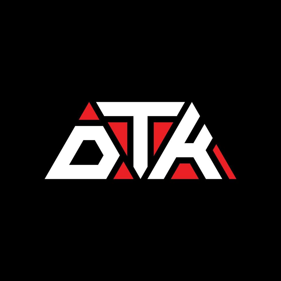 dtk-Dreieck-Buchstaben-Logo-Design mit Dreiecksform. dtk-Dreieck-Logo-Design-Monogramm. dtk-Dreieck-Vektor-Logo-Vorlage mit roter Farbe. dtk dreieckiges Logo einfaches, elegantes und luxuriöses Logo. dtk vektor