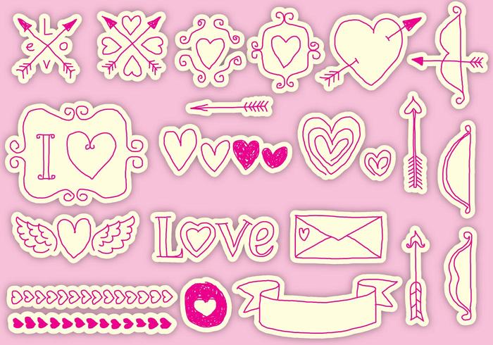 Gezeichnet valentine vector icons