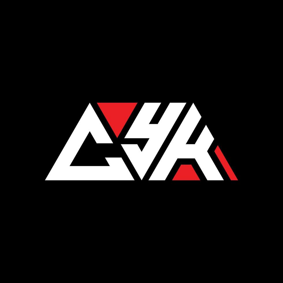 Cyk-Dreieck-Buchstaben-Logo-Design mit Dreiecksform. Cyk-Dreieck-Logo-Design-Monogramm. Cyk-Dreieck-Vektor-Logo-Vorlage mit roter Farbe. Cyk dreieckiges Logo einfaches, elegantes und luxuriöses Logo. Cyk vektor