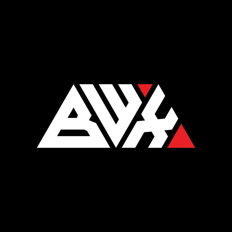 bwx triangel bokstavslogotypdesign med triangelform. bwx triangel logotyp design monogram. bwx triangel vektor logotyp mall med röd färg. bwx triangulär logotyp enkel, elegant och lyxig logotyp. bwx