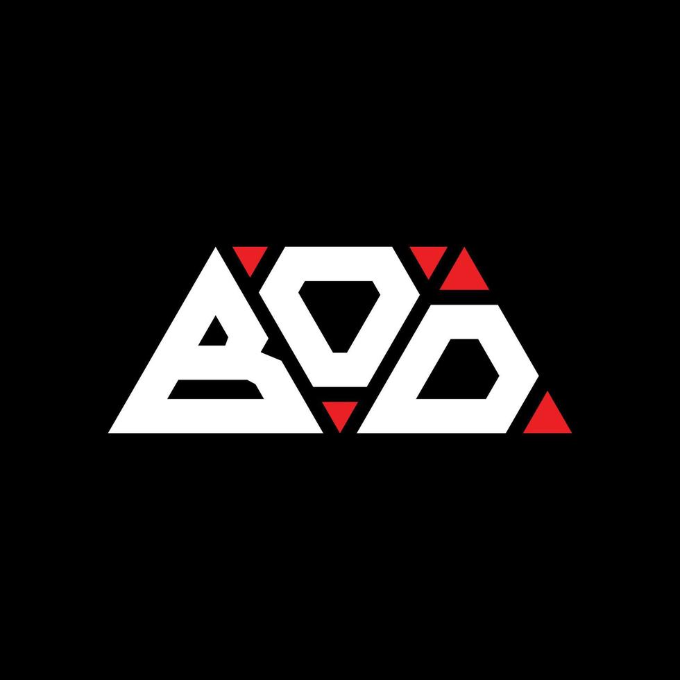 Bod-Dreieck-Buchstaben-Logo-Design mit Dreiecksform. Bod-Dreieck-Logo-Design-Monogramm. Bod-Dreieck-Vektor-Logo-Vorlage mit roter Farbe. bod dreieckiges logo einfaches, elegantes und luxuriöses logo. Körper vektor