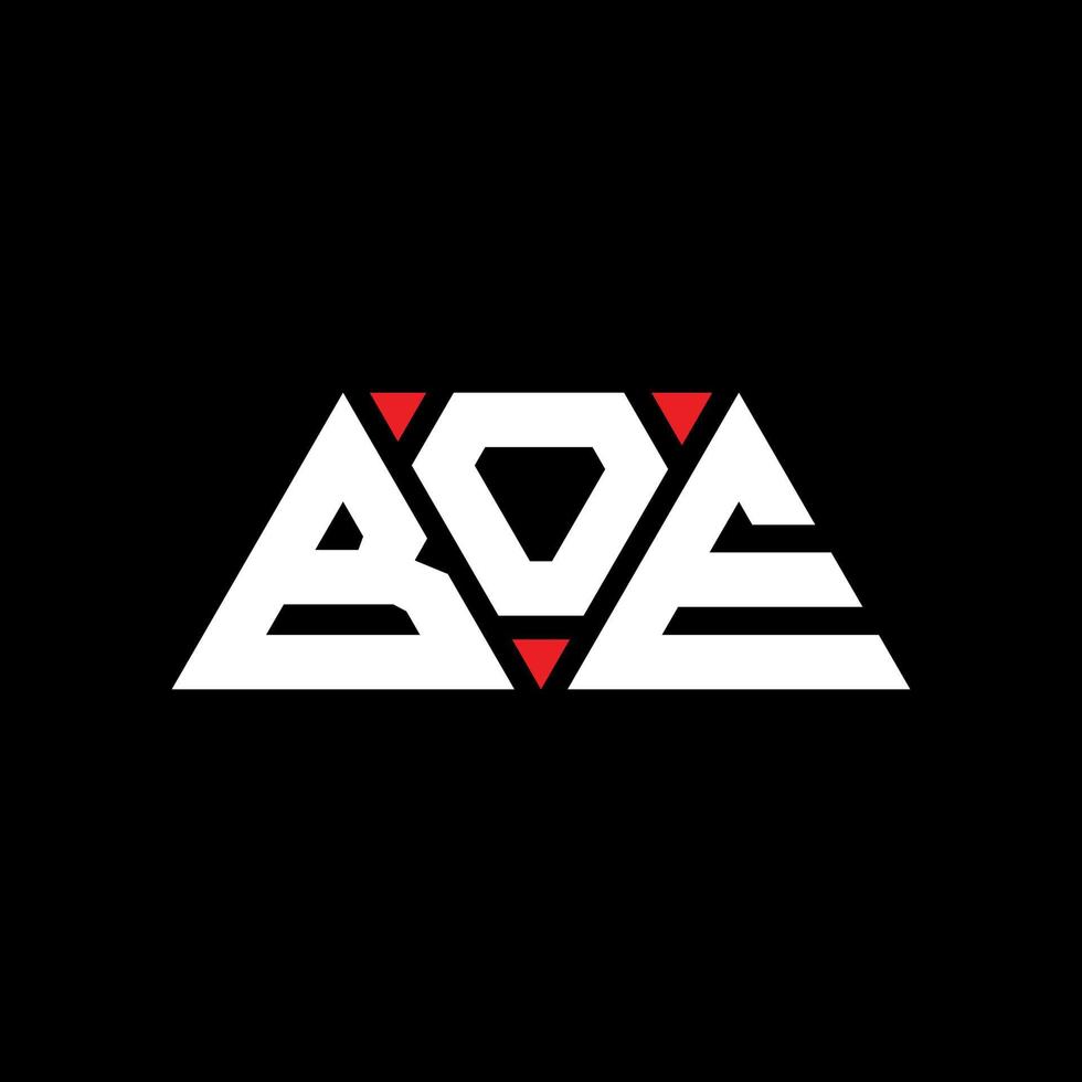 Boe-Dreieck-Buchstaben-Logo-Design mit Dreiecksform. Boe-Dreieck-Logo-Design-Monogramm. Boe-Dreieck-Vektor-Logo-Vorlage mit roter Farbe. dreieckiges Boe-Logo Einfaches, elegantes und luxuriöses Logo. boe vektor