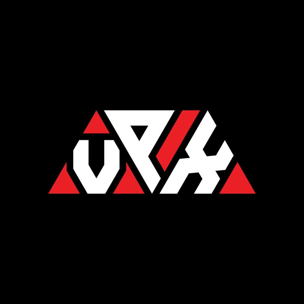 vpx-Dreieck-Buchstaben-Logo-Design mit Dreiecksform. vpx-Dreieck-Logo-Design-Monogramm. vpx-Dreieck-Vektor-Logo-Vorlage mit roter Farbe. vpx dreieckiges Logo einfaches, elegantes und luxuriöses Logo. vpx vektor