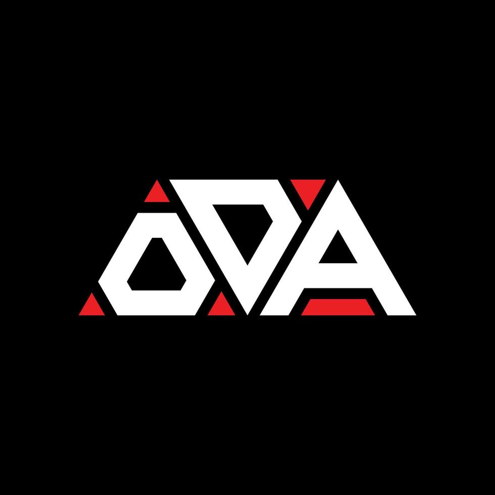 Oda-Dreieck-Buchstaben-Logo-Design mit Dreiecksform. Oda-Dreieck-Logo-Design-Monogramm. Oda-Dreieck-Vektor-Logo-Vorlage mit roter Farbe. oda dreieckiges Logo einfaches, elegantes und luxuriöses Logo. oder vektor