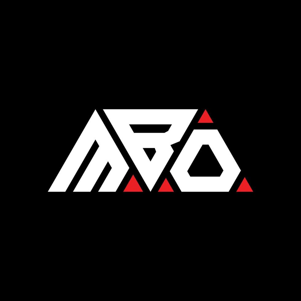 mbo triangel bokstavslogotypdesign med triangelform. mbo triangel logotyp design monogram. mbo triangel vektor logotyp mall med röd färg. mbo triangulär logotyp enkel, elegant och lyxig logotyp. mbo