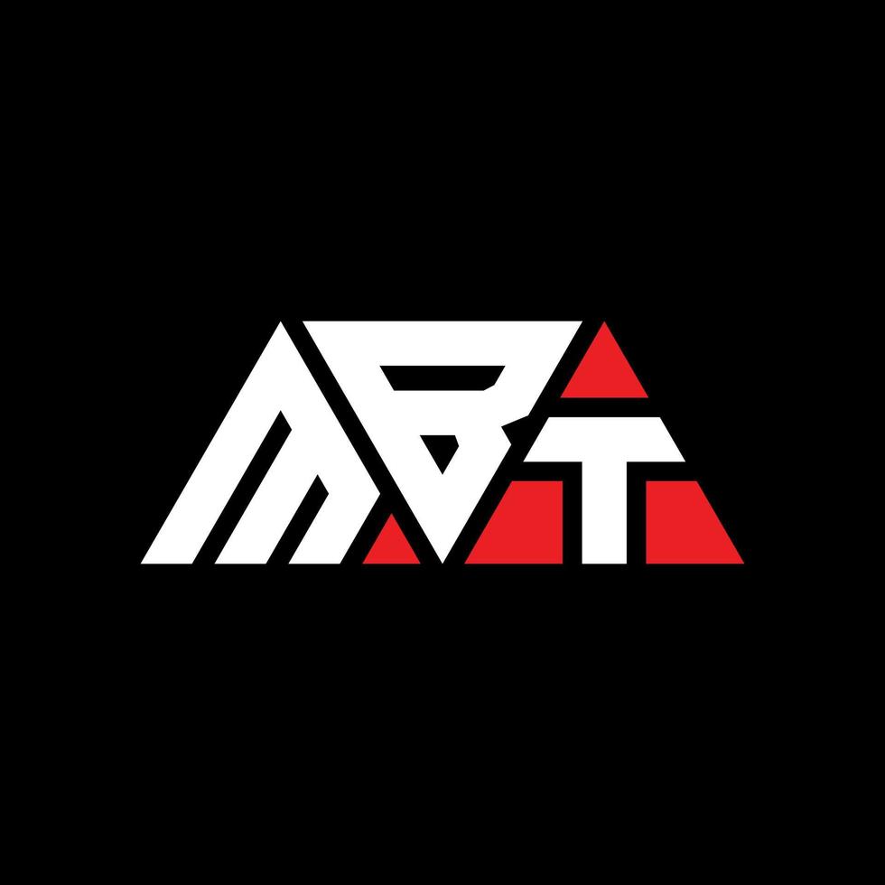 MBT-Dreieck-Buchstaben-Logo-Design mit Dreiecksform. MBT-Dreieck-Logo-Design-Monogramm. MBT-Dreieck-Vektor-Logo-Vorlage mit roter Farbe. mbt dreieckiges Logo einfaches, elegantes und luxuriöses Logo. mbt vektor