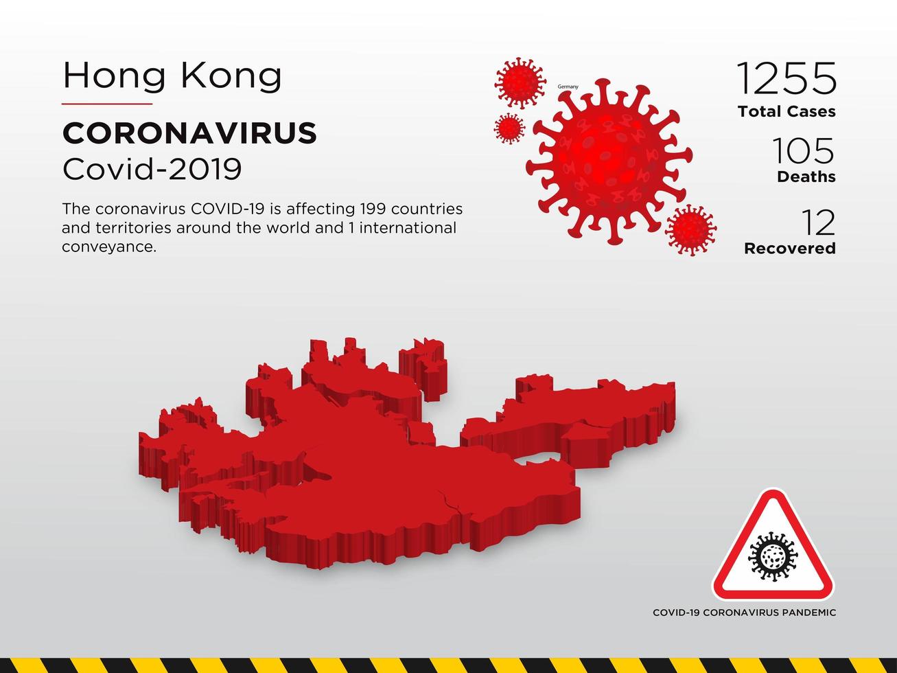 Hong Kong betroffene Landkarte des Coronavirus vektor