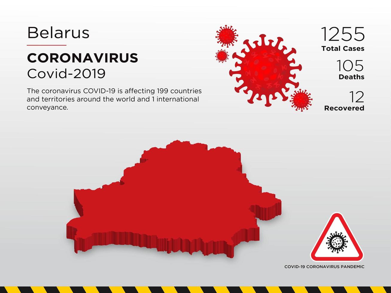 Belarus betroffene Landkarte der Ausbreitung des Coronavirus vektor