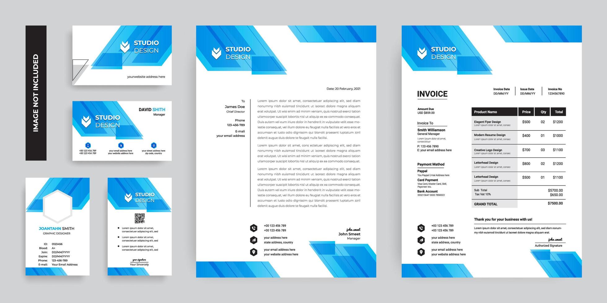 Blaues Winkelform-Design-Branding-Set vektor