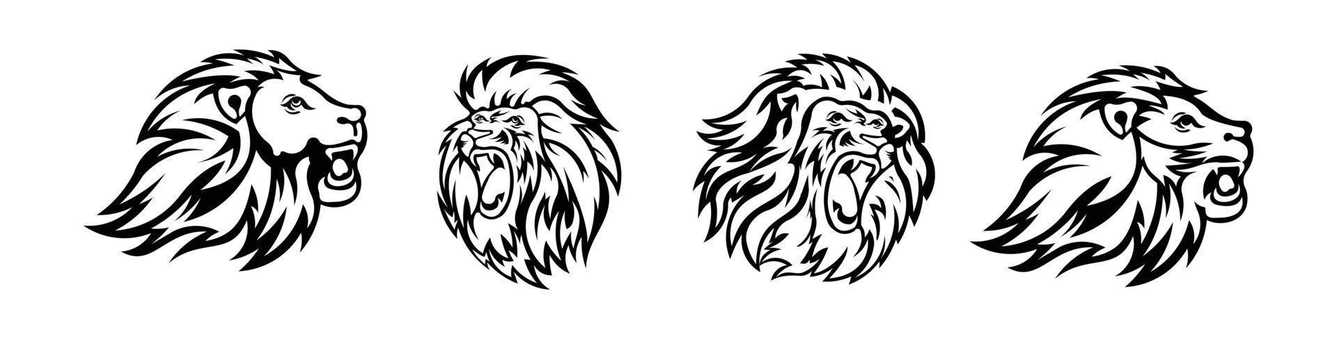 kopf löwe silhouette set.lion wildtier silhouetten. gute Verwendung für Symbol, Logo, Web-Symbol, Maskottchen. vektor
