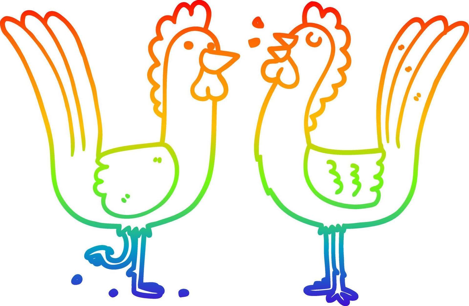 regnbågsgradient linjeteckning tecknade kycklingar vektor
