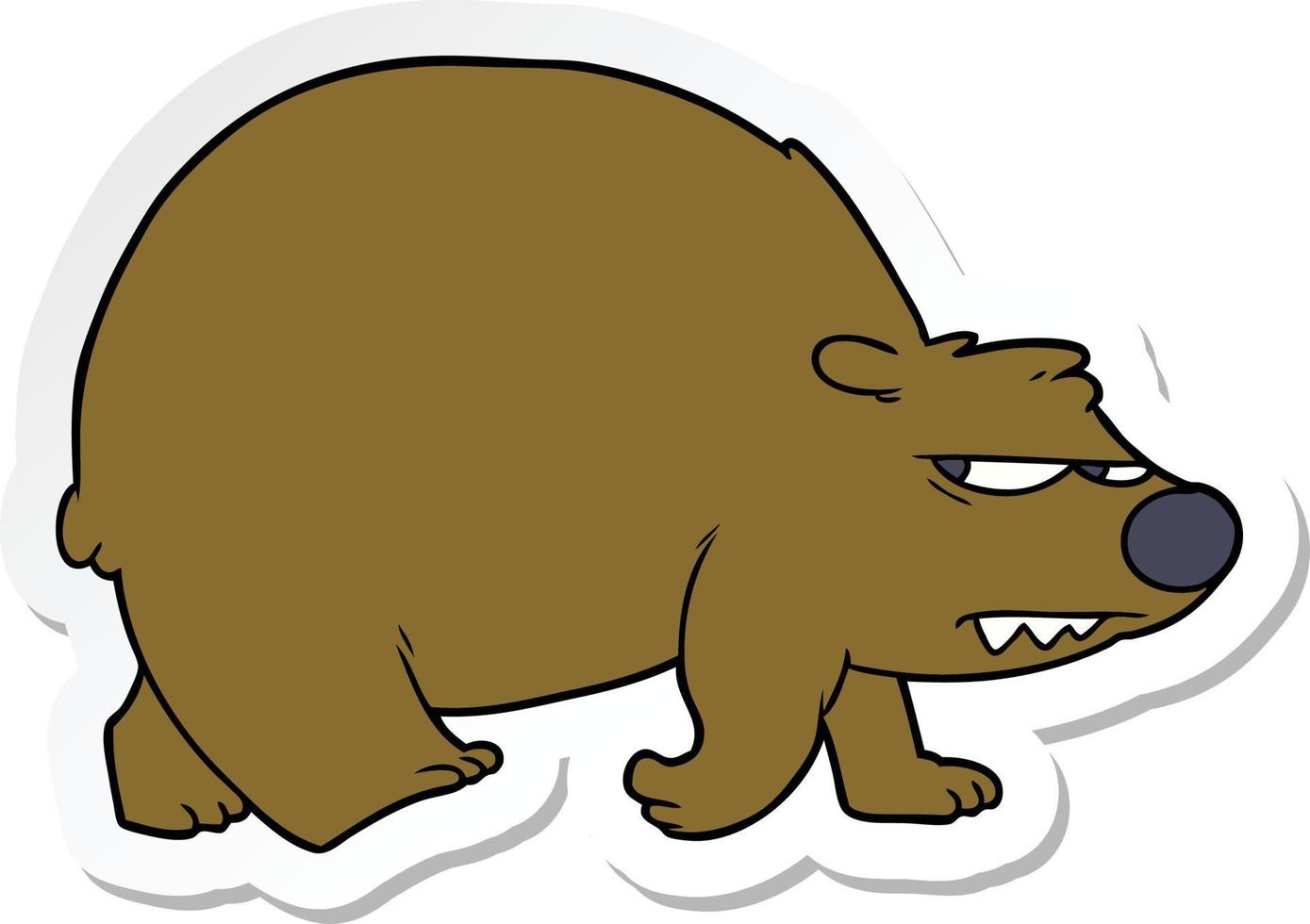 klistermärke av en tecknad arg björn vektor