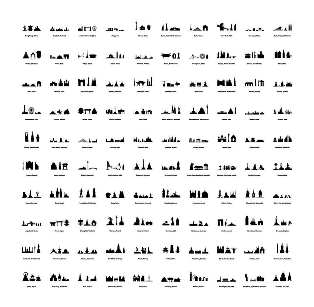 Sehenswürdigkeiten Symbole gesetzt vektor