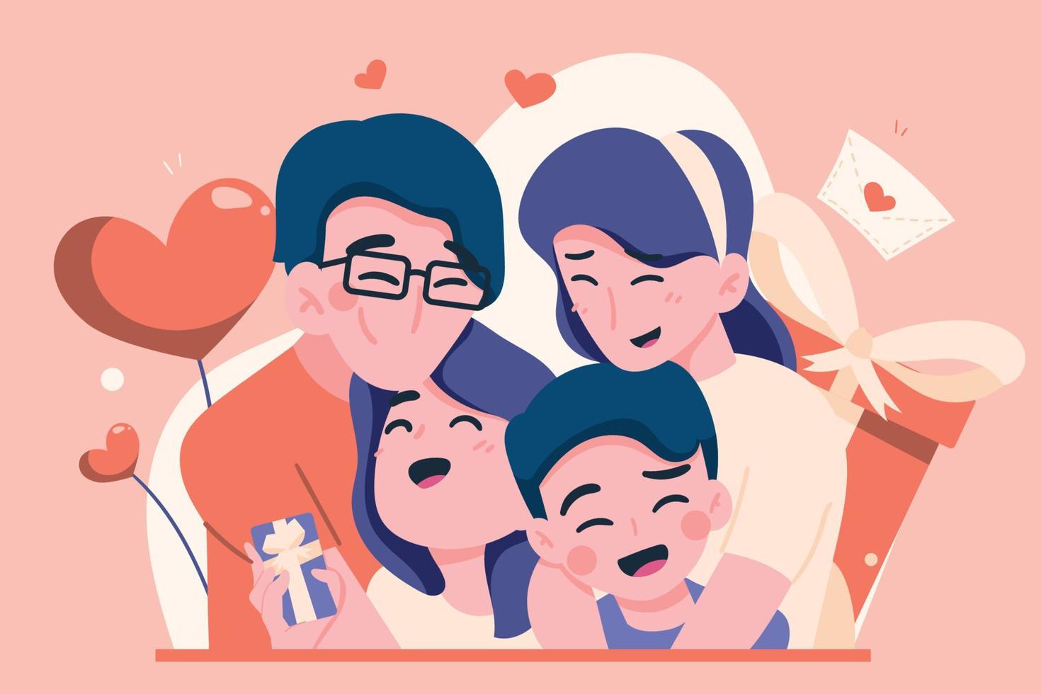 lycklig familj platt illustration vektor