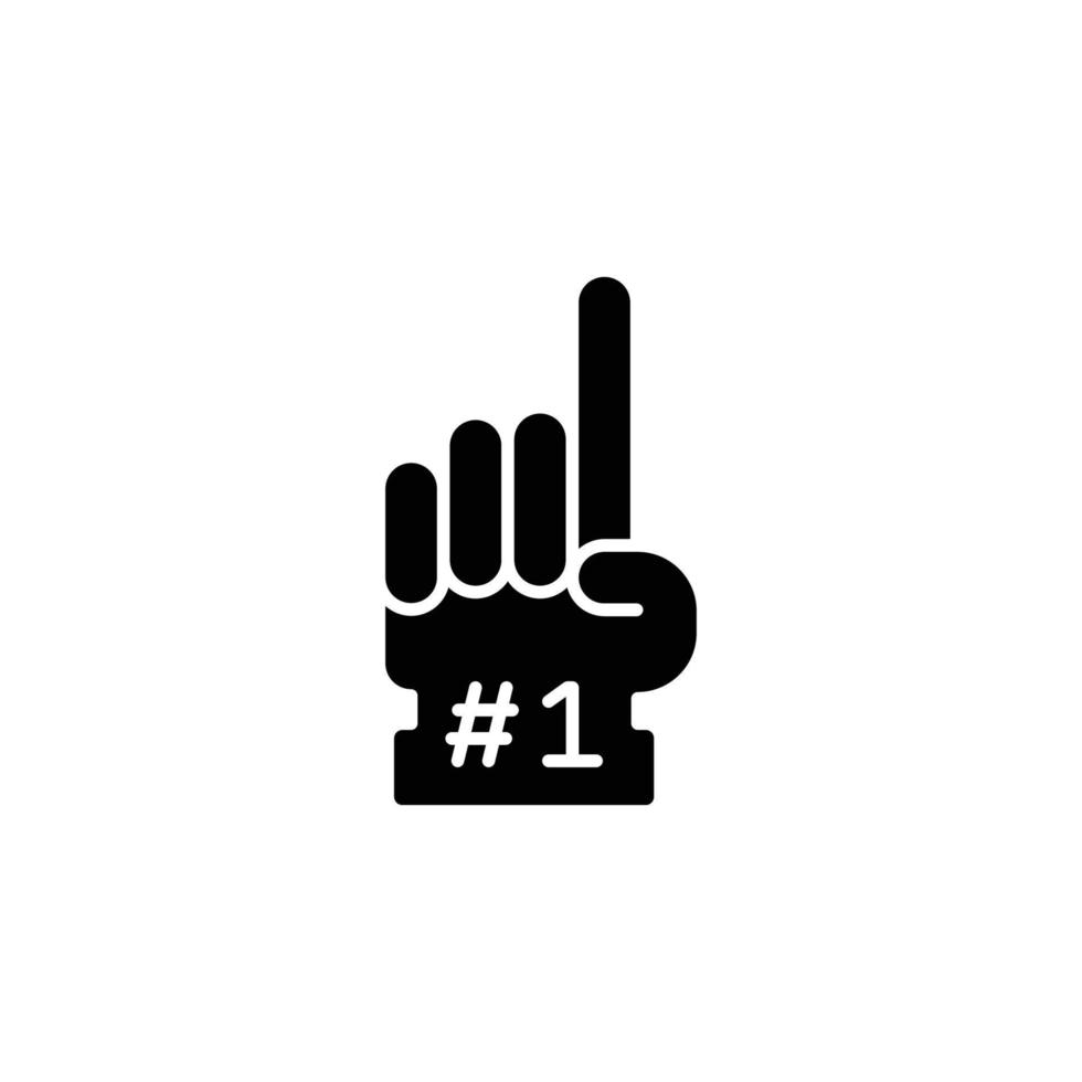 Schaumhandschuh-Symbol Nummer 1. einfacher solider Stil. Fan-Logo-Hand mit Finger nach oben. Glyphenvektorillustration lokalisiert auf weißem Hintergrund. Folge 10. vektor