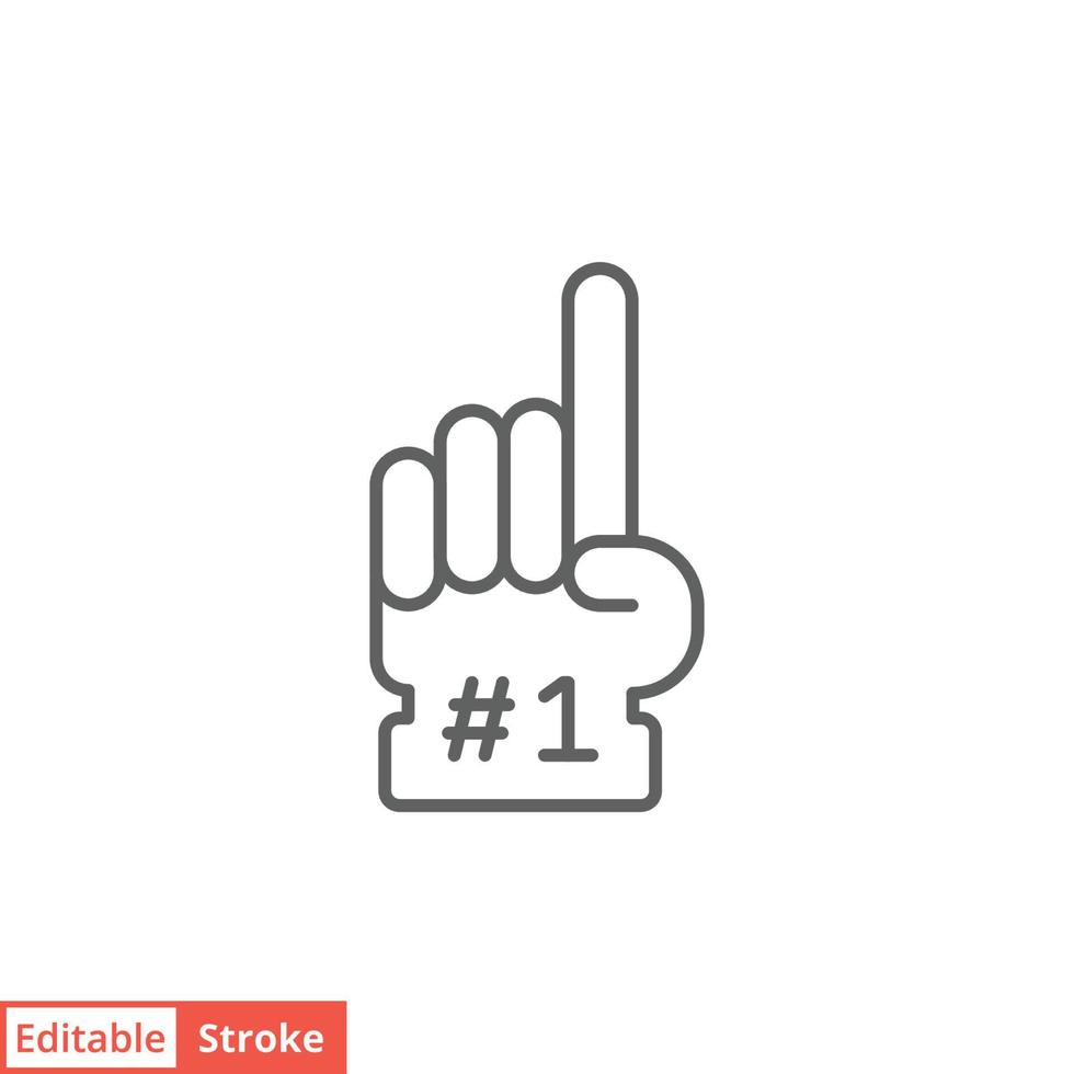 Schaumhandschuh-Symbol Nummer 1. einfacher Gliederungsstil. Fan-Logo-Hand mit Finger nach oben. dünne Linie Vektorillustration isoliert auf weißem Hintergrund. bearbeitbarer Strich eps 10. vektor