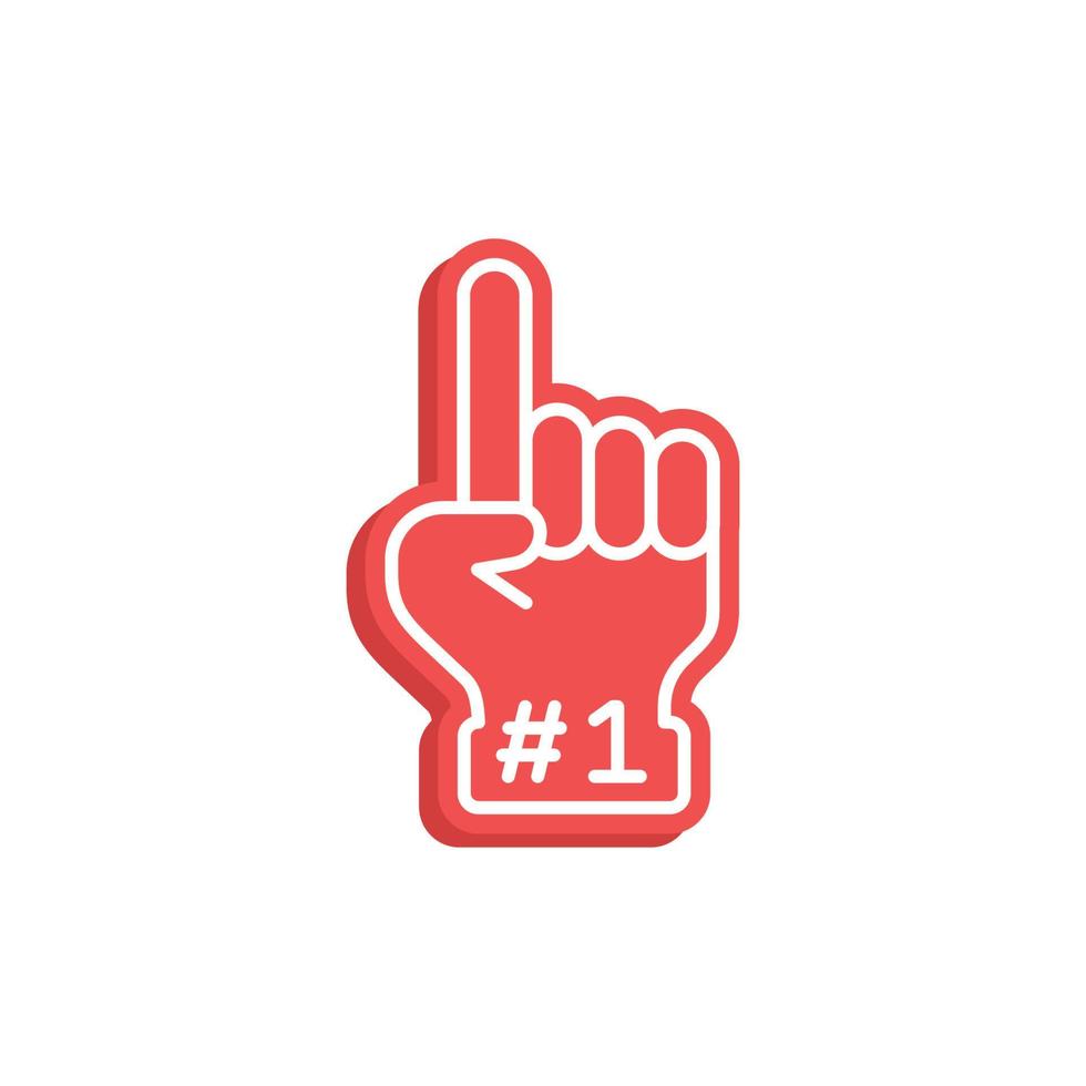Schaumhandschuh-Symbol Nummer 1. einfacher flacher Stil. Fan-Logo-Hand mit Finger nach oben. Vektor-Illustration isoliert auf weißem Hintergrund. Folge 10. vektor
