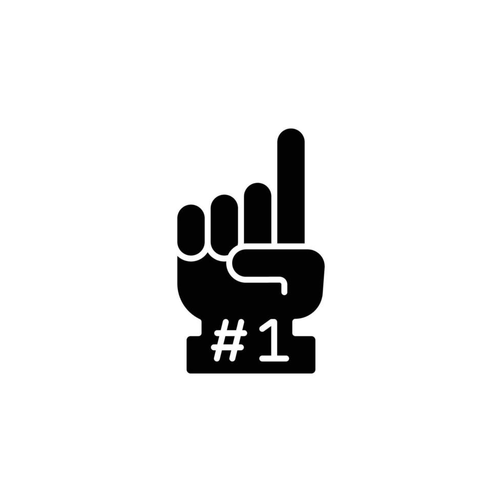 Schaumhandschuh-Symbol Nummer 1. einfacher solider Stil. Fan-Logo-Hand mit Finger nach oben. Glyphenvektorillustration lokalisiert auf weißem Hintergrund. Folge 10. vektor