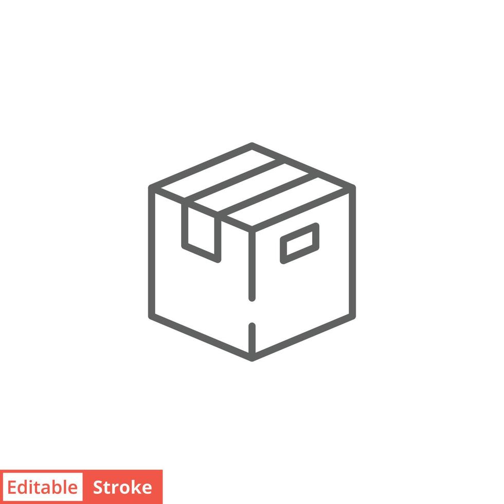 Box-Symbol. einfacher Gliederungsstil. karton, lieferpaket, paketkonzept. dünne Linie Vektorillustrationsdesign lokalisiert auf weißem Hintergrund. bearbeitbarer Strich eps 10. vektor