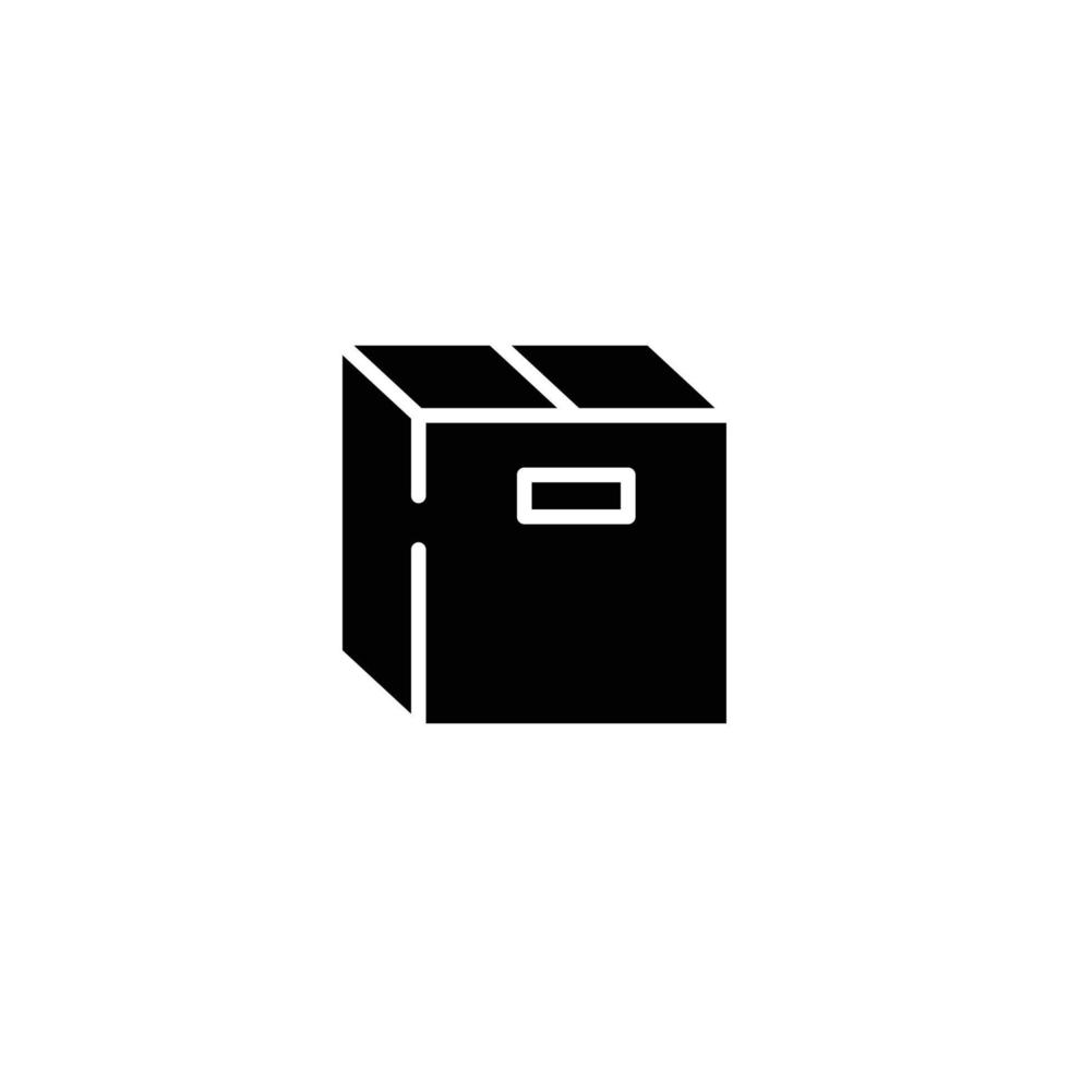 box ikon. enkel solid stil. kartong, leveranspaket, paketkoncept. glyph vektor illustration design isolerad på vit bakgrund. eps 10.