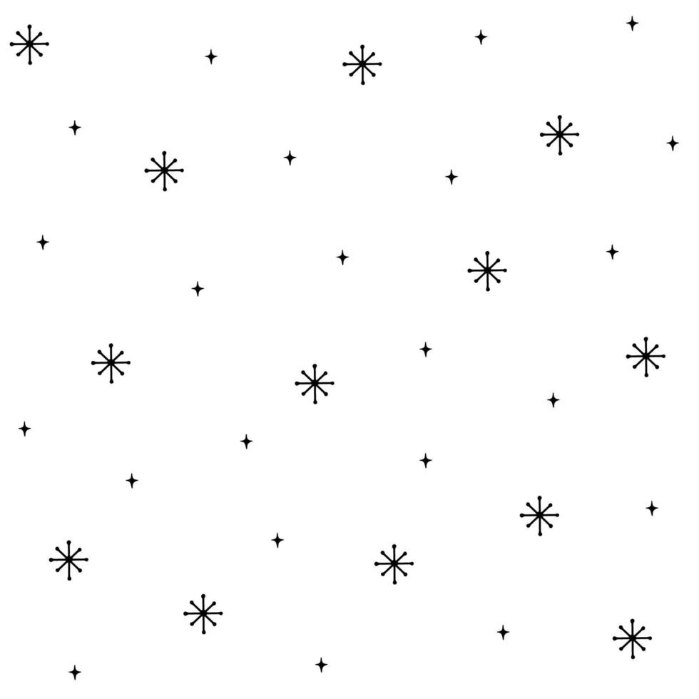 Schneeflocke einfaches nahtloses Muster. schwarzer Schnee auf weißem Hintergrund. abstrakte Tapete, Verpackungsdekoration. Symbol des Winters, Frohe Weihnachten, Frohes neues Jahr-Feier-Vektor-Illustration vektor