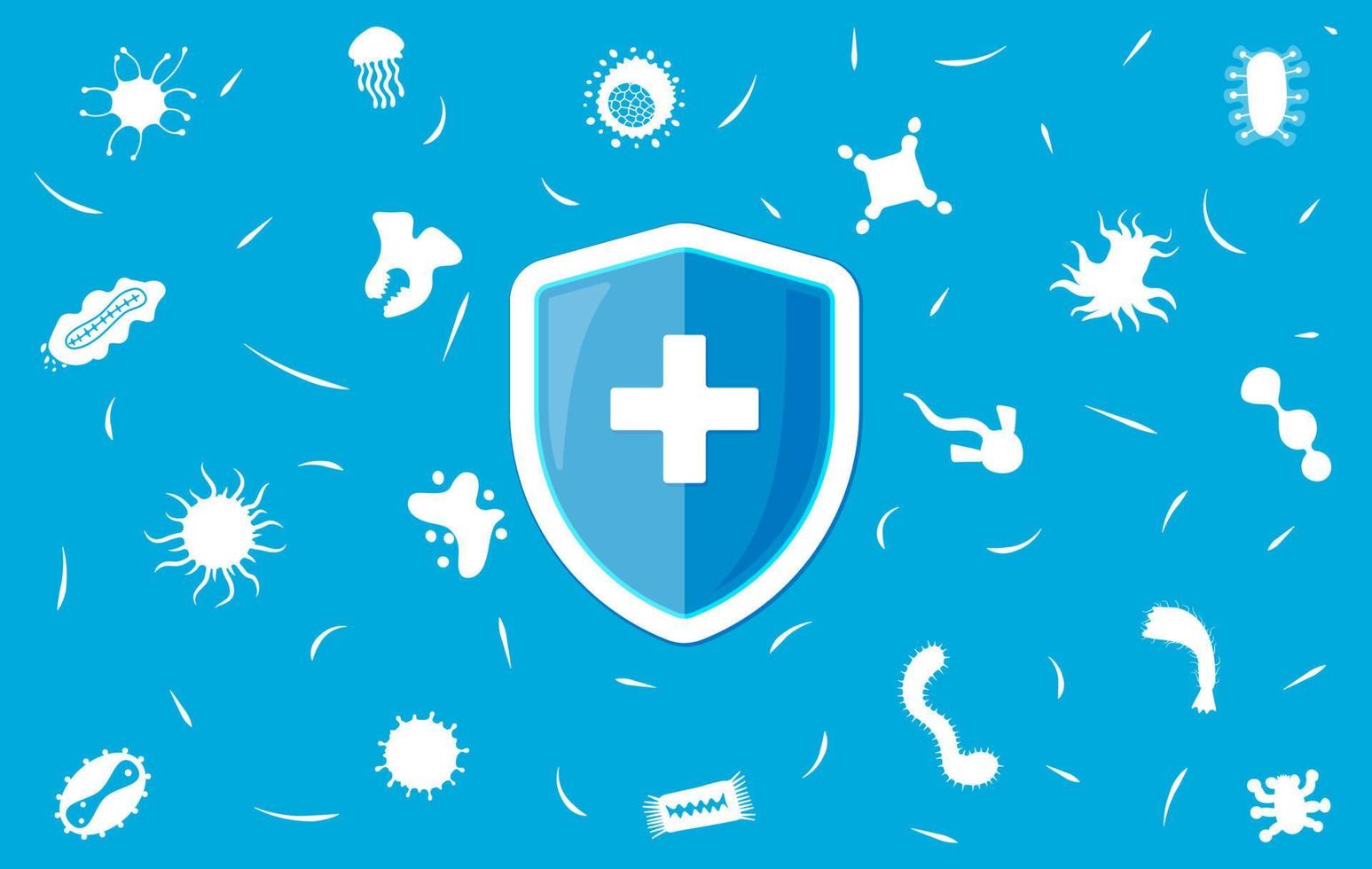 Hygieneschild mit weißem Kreuz zum Schutz vor Viren. Banner zum Schutz vor Keimen und Bakterien. gesunde Immunität und Hygienekonzept Vektor-Eps-Illustration vektor