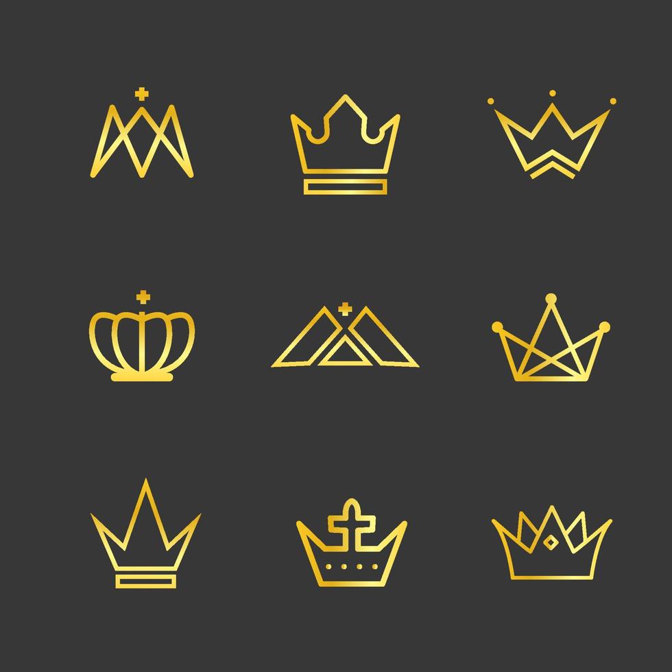royal crown ikonuppsättning vektor