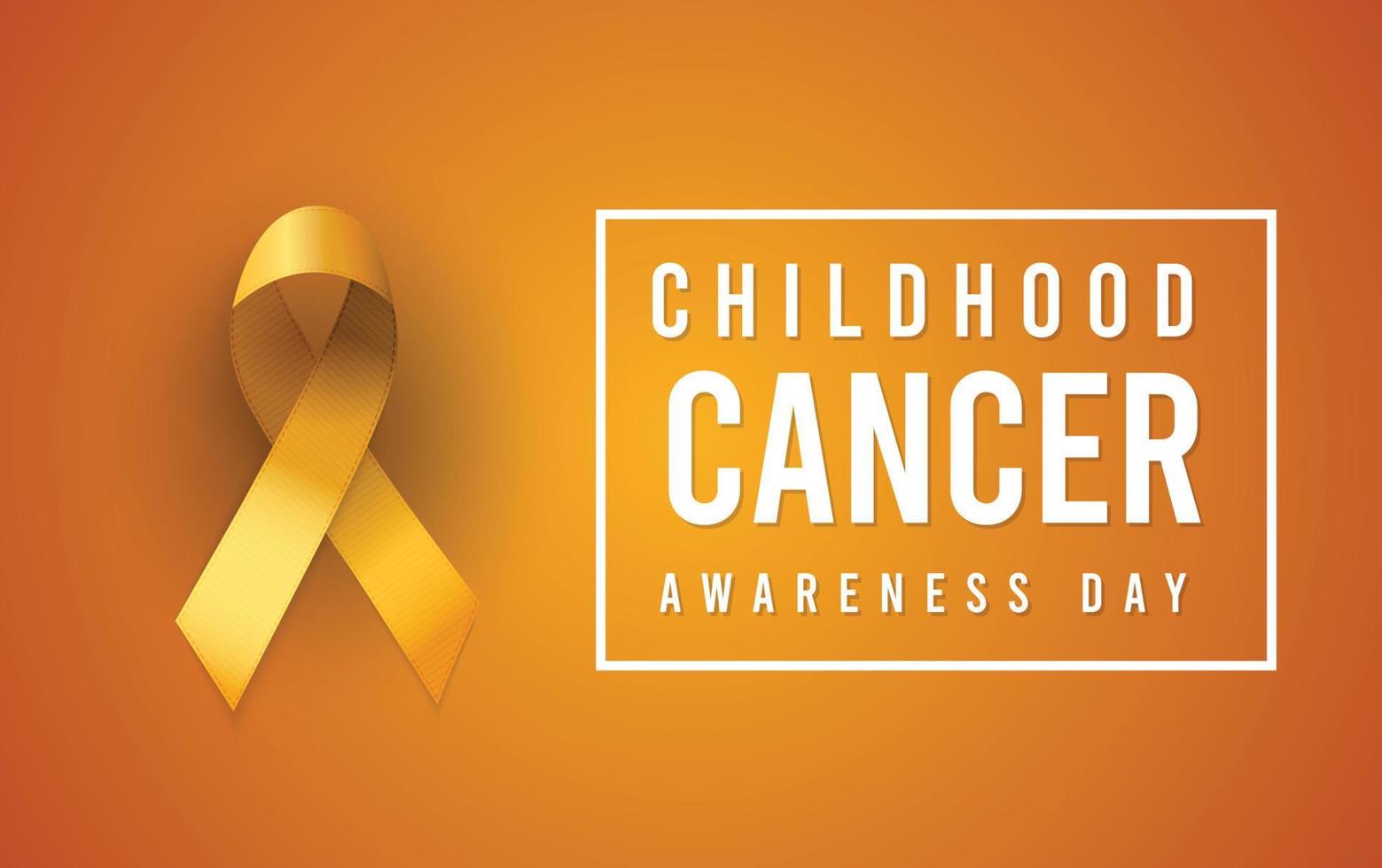 Internationales Krebssymbol für Kinder, Hintergrund mit goldenem Band vektor
