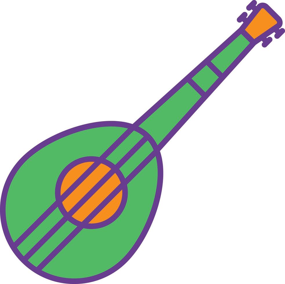 mandolin linje fylld två färg vektor