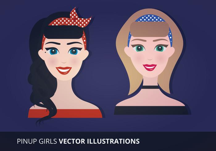 Pinup tjejer vektor illustration