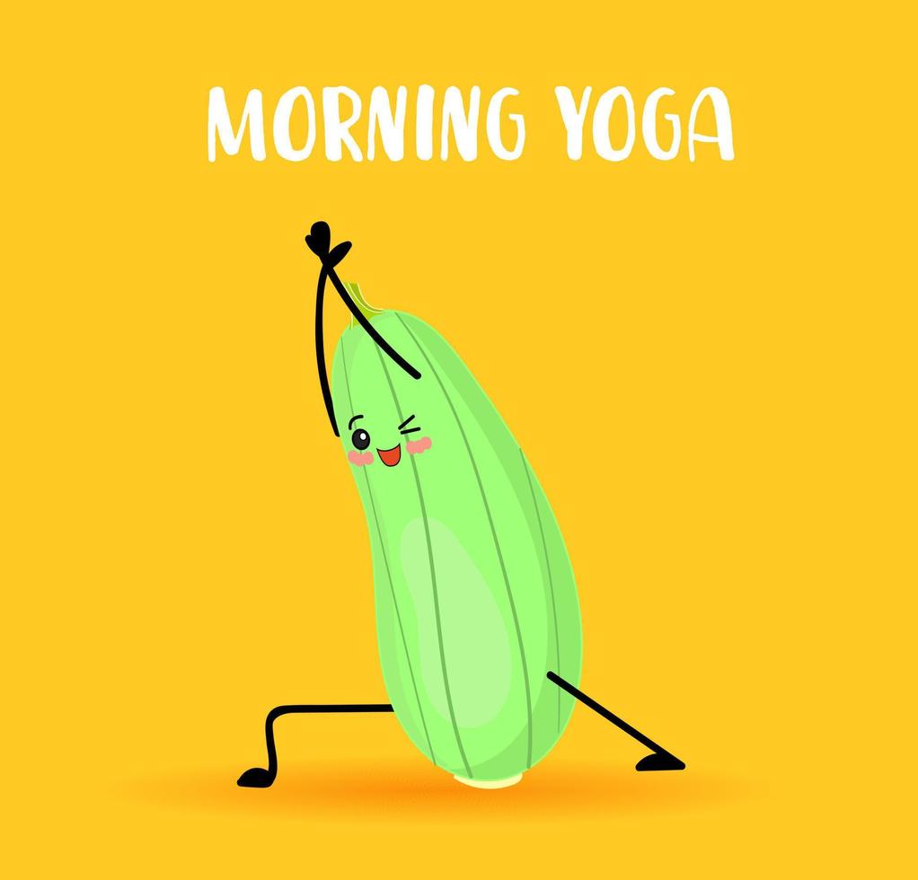 zucchini gör yoga assans. grönsakskaraktär. vektor