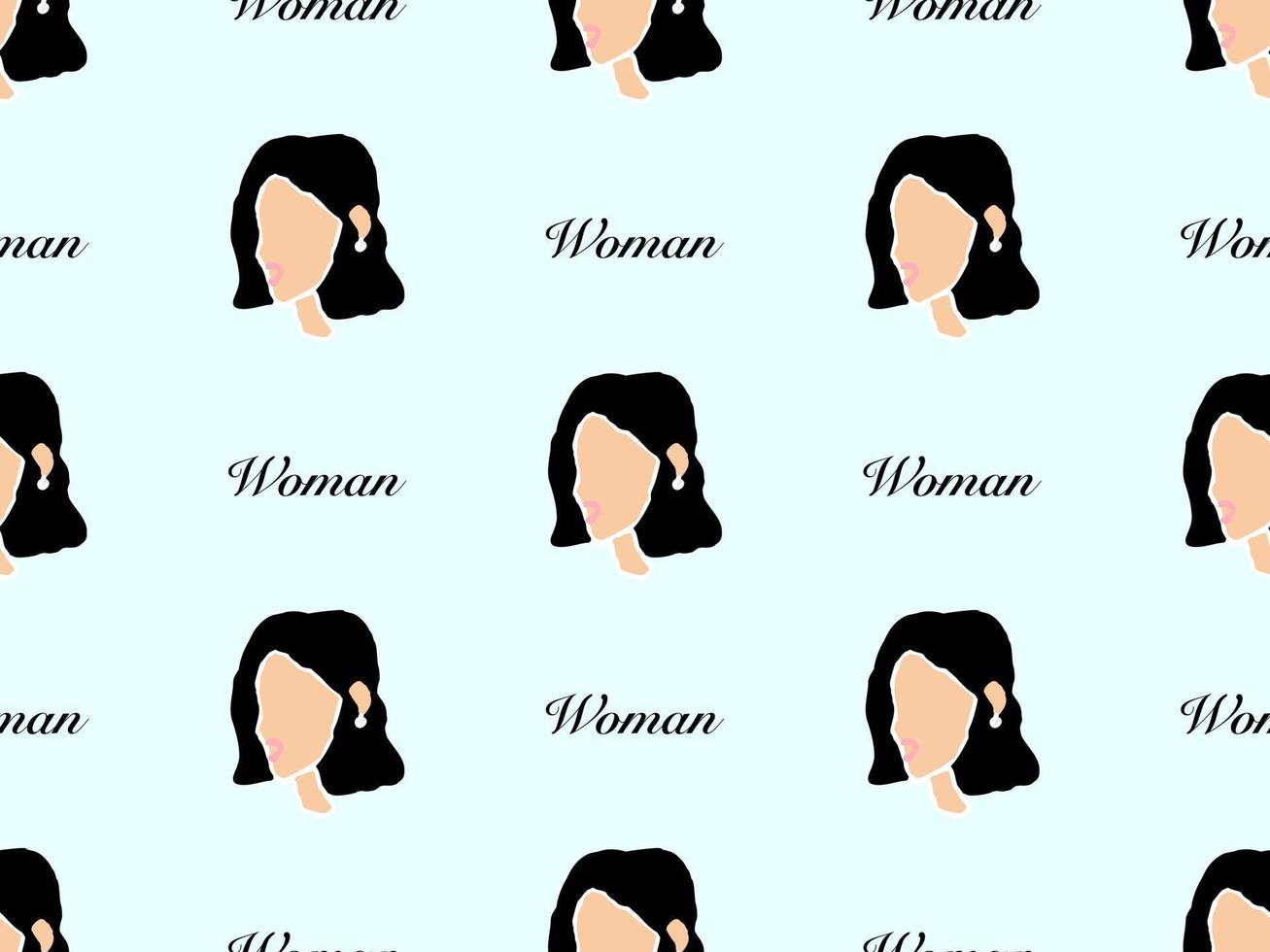 nahtloses Muster der Frauenzeichentrickfilm-figur auf blauem Hintergrund vektor