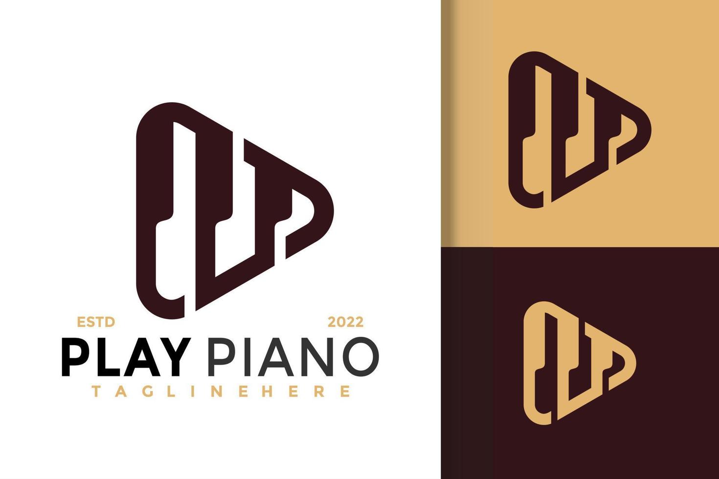 Play Piano Media Logo Design, Markenidentitätslogos Vektor, modernes Logo, Logodesigns Vektorillustrationsvorlage vektor