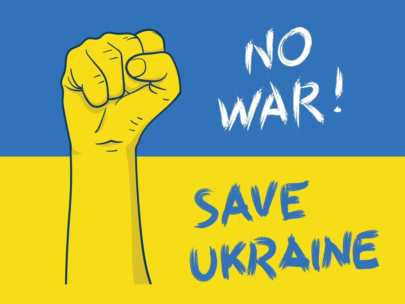 kein Krieg. ukraine-illustration mit erhobener hand, die eine faust zeigt vektor