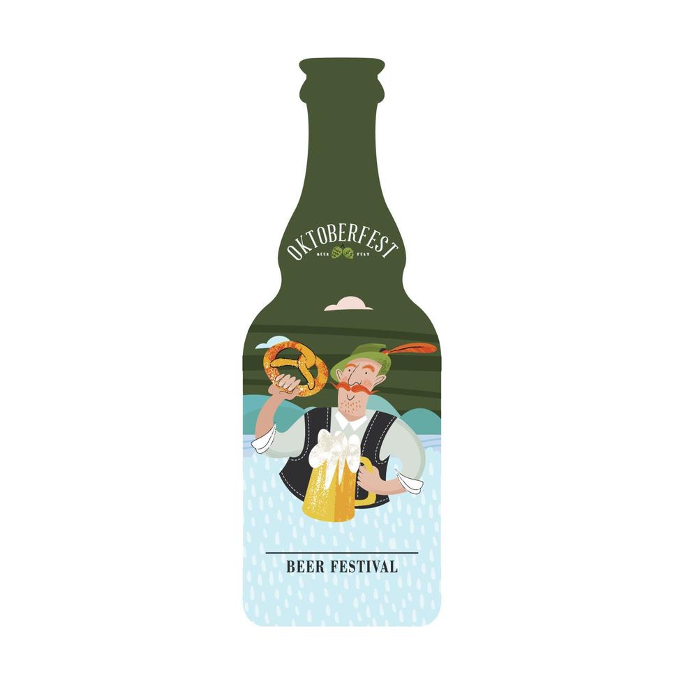 Eine Flasche Bier. vektor bunte illustration. Bierfest, Oktoberfest.