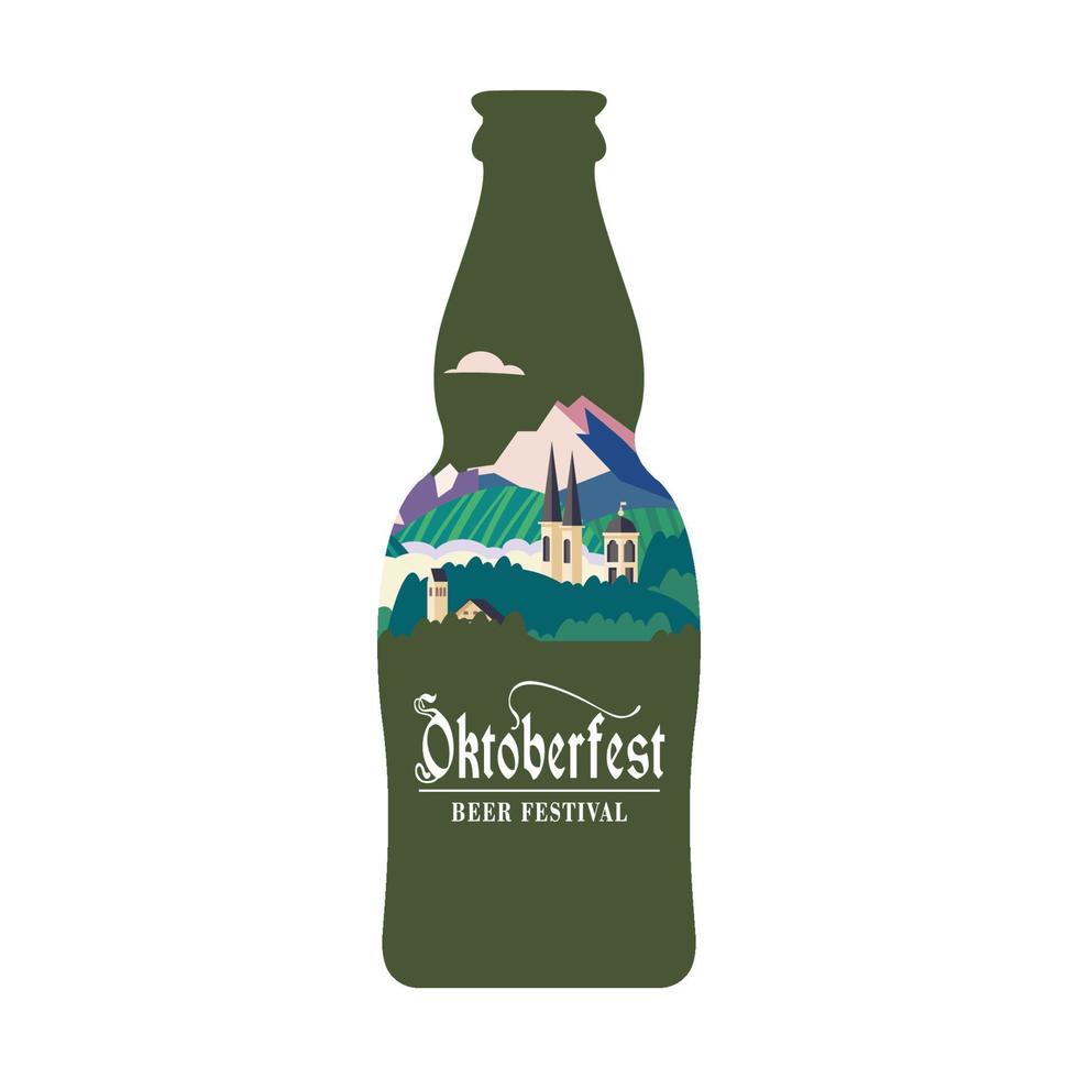 Eine Flasche Bier. vektor bunte illustration. Bierfest, Oktoberfest.