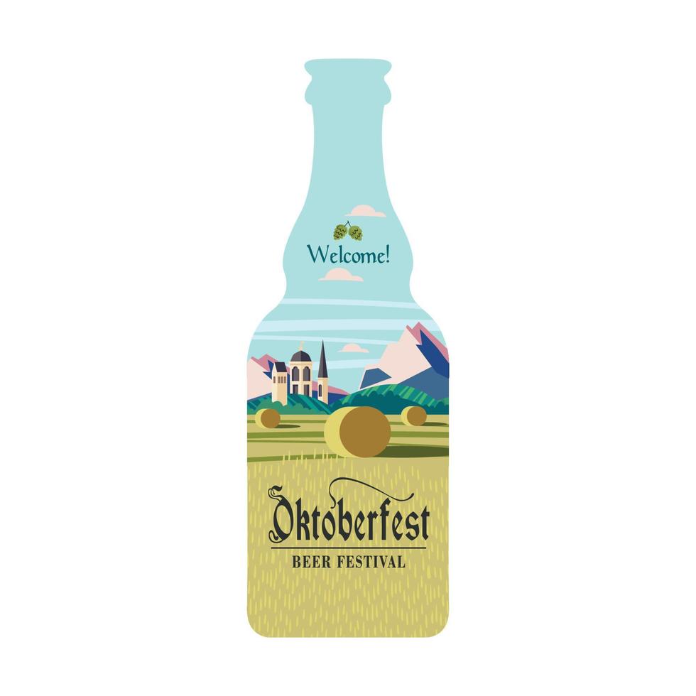 Eine Flasche Bier. vektor bunte illustration. Bierfest, Oktoberfest.