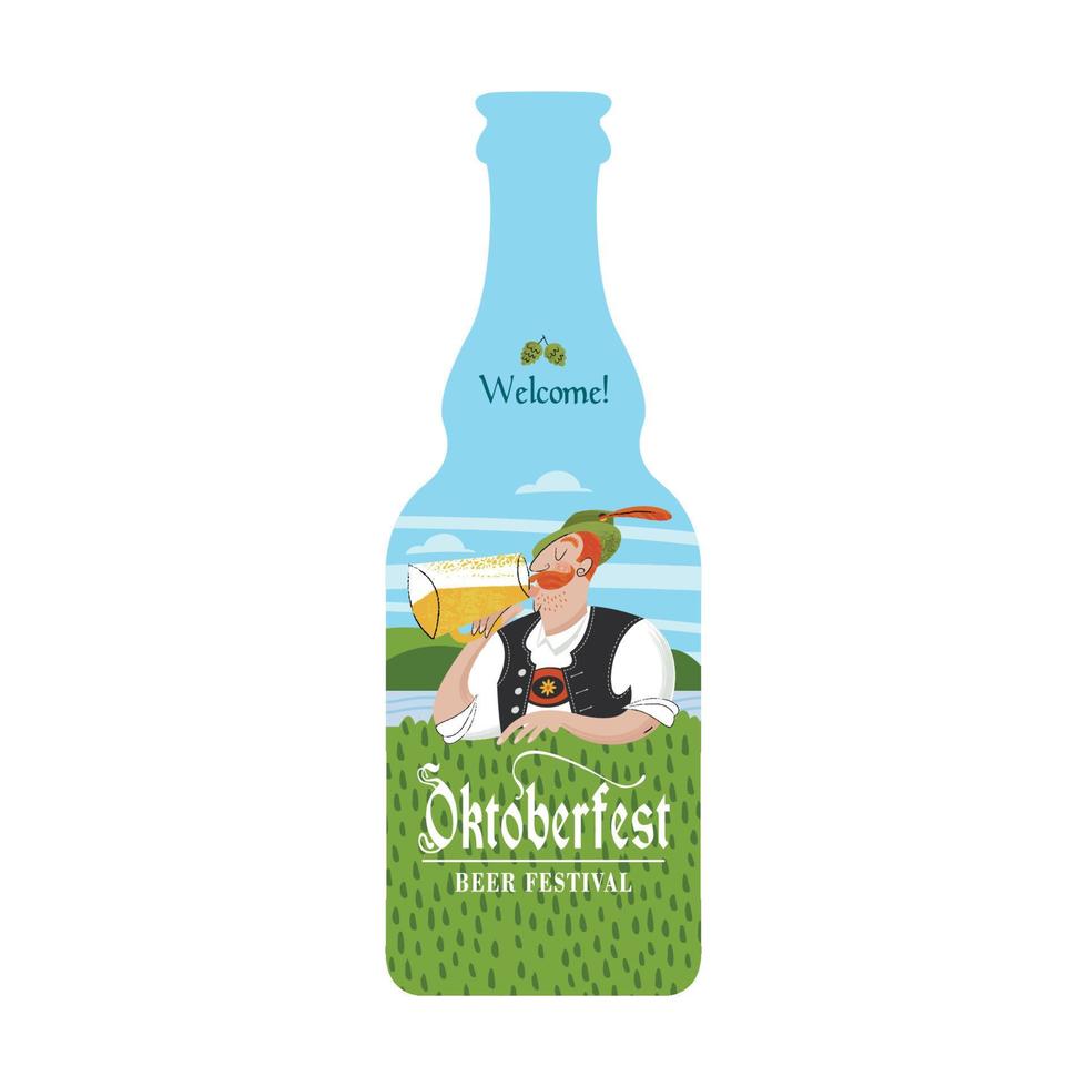 Eine Flasche Bier. vektor bunte illustration. Bierfest, Oktoberfest.