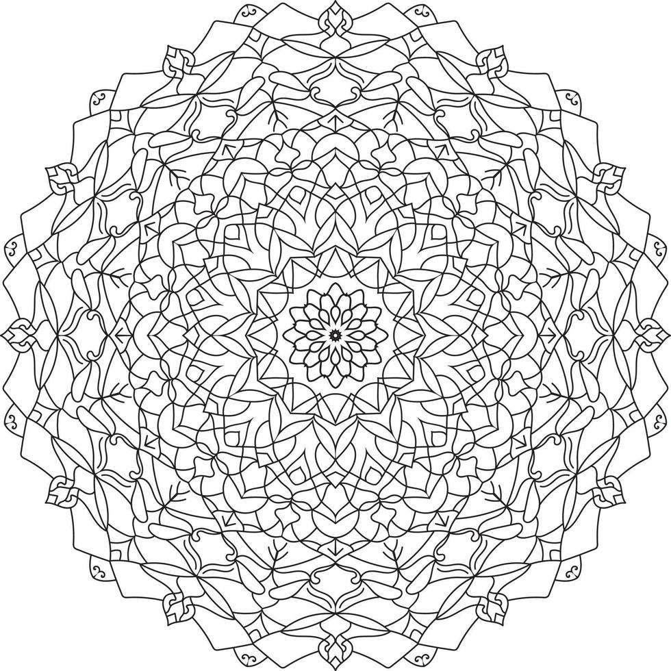 Mandala-Ornament-Vektorillustration. Handgezeichnetes Muster. Mandala-Vorlage für Malbuch, Seitendekoration. Entspannungsmuster. vektor