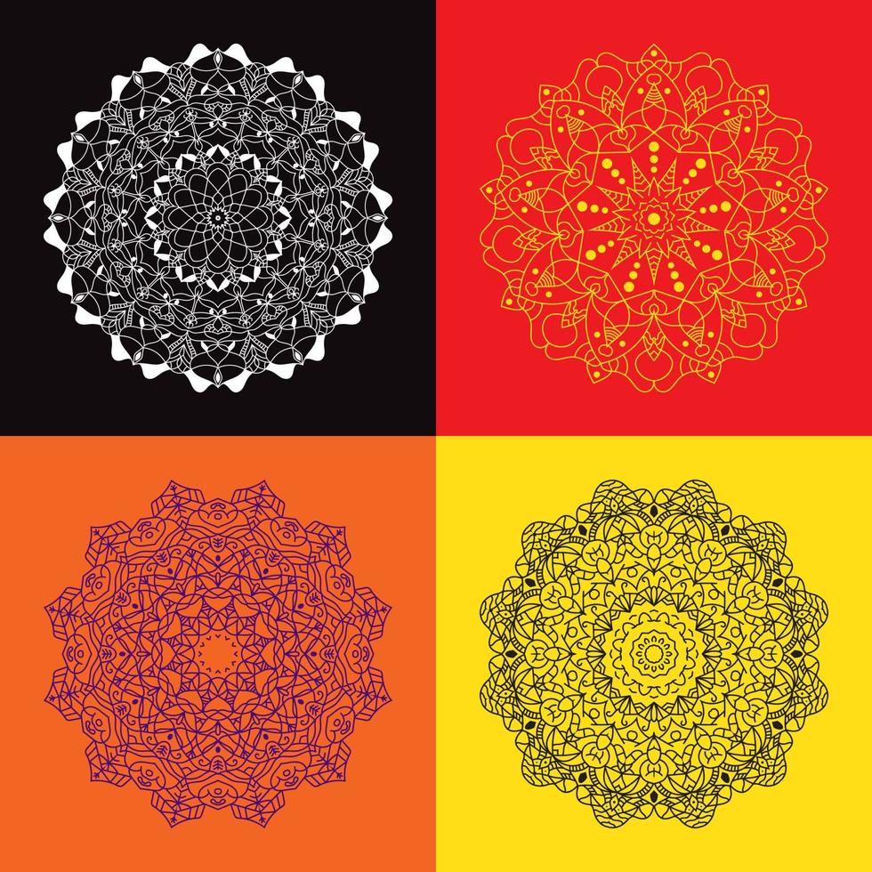 Reihe von Mandalas für Malbuch. Yoga-Logos, Hintergründe für Meditationsposter. ungewöhnliche Blütenform. orientalische vektor.dekorative verzierungen vektor