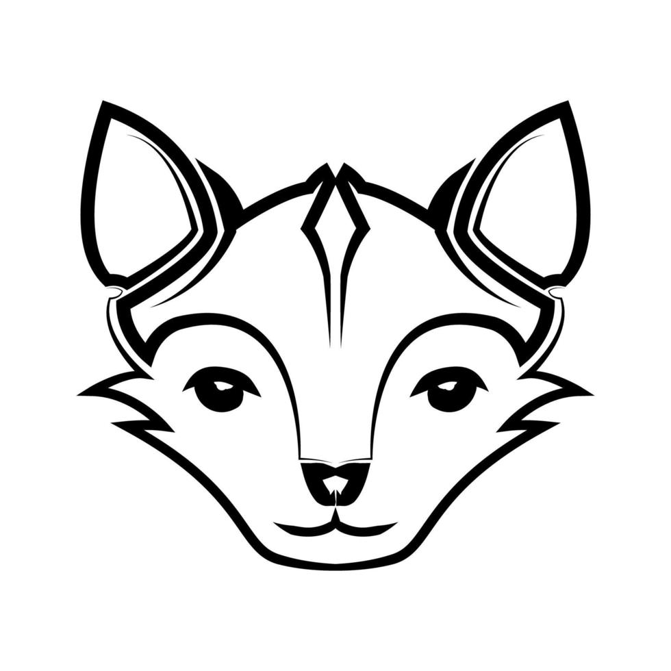 schwarz-weiße strichzeichnungen des niedlichen fuchskopfes. gute verwendung für symbol maskottchen symbol avatar tätowierung t-shirt design logo oder ein beliebiges design vektor