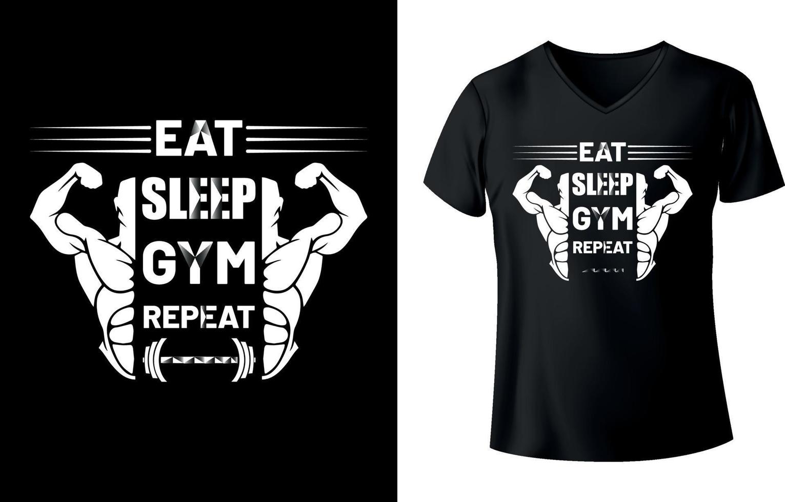 äta sömn gym upprepa t-shirt designmall gratis vektor