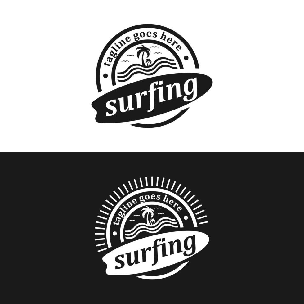 surfemblem med fintage-stil, för t-shirt screentryckdesign vektor