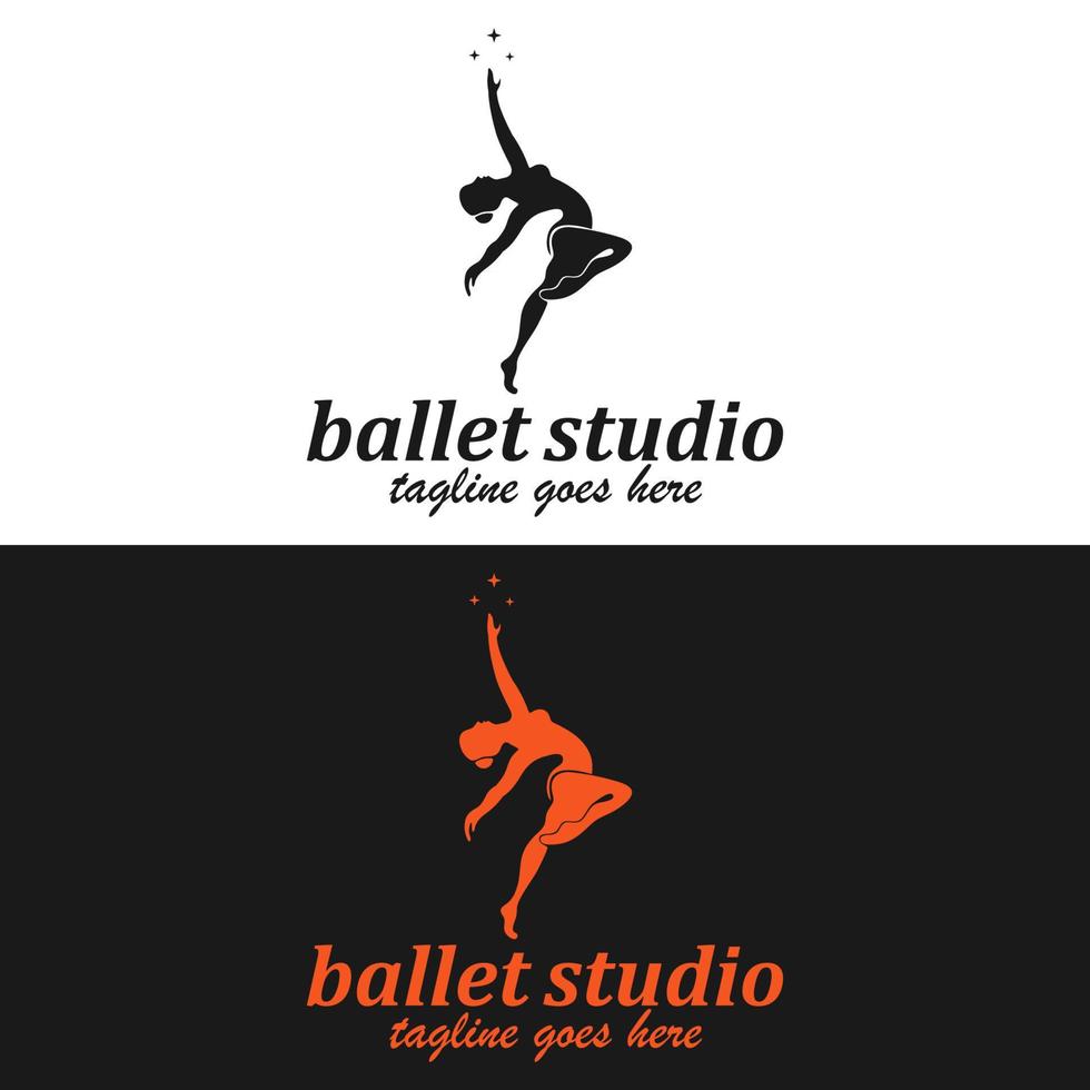 balettdansös kvinna logotyp. balettstudios logotyp vektor