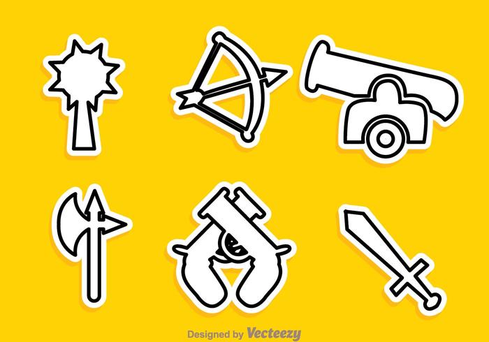 Verschiedene Vektor Waffe Outline Icons