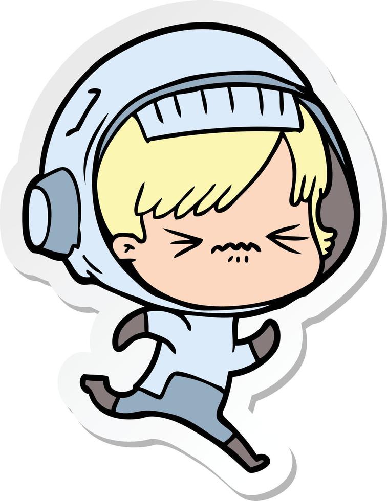 Aufkleber einer Cartoon-Astronautin vektor