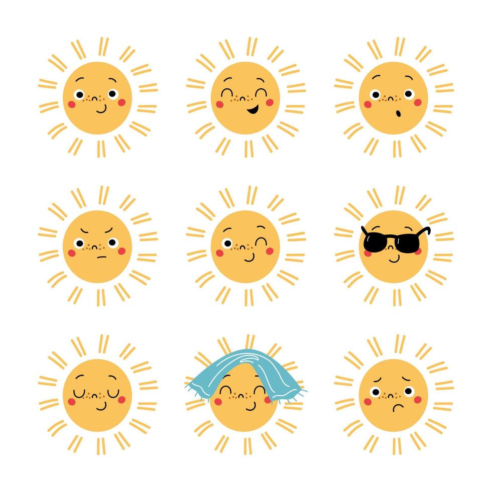 emoticon süßes baby sonne charachter. vektor