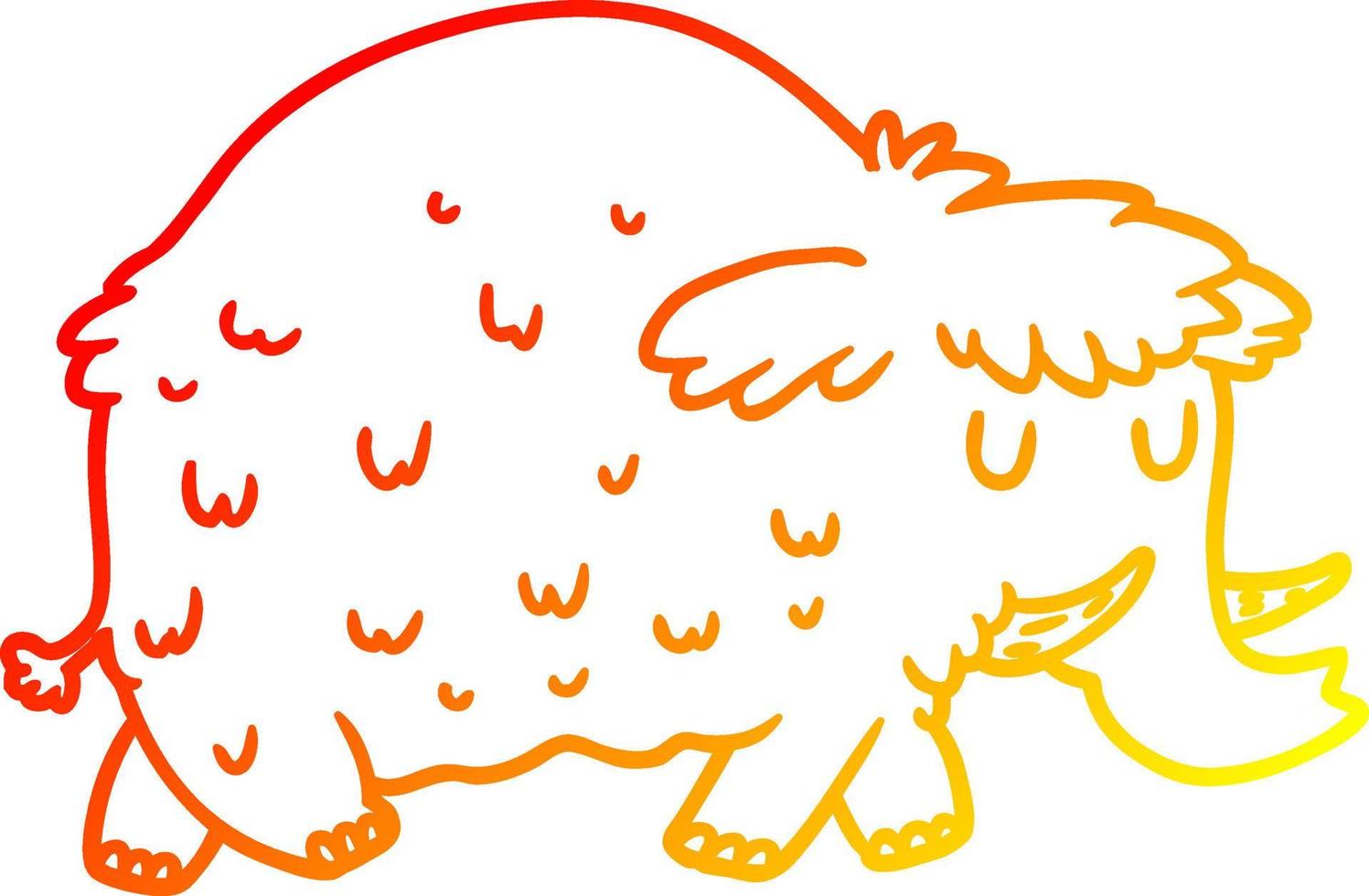 warme Gradientenlinie Zeichnung Cartoon prähistorisches Mammut vektor